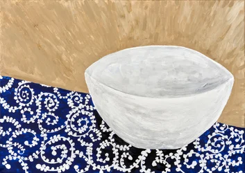 Weiße Schale mit blauem Muster