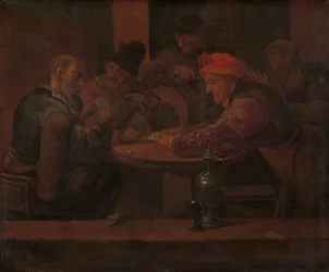 Männer, die in einer Taverne Karten spielen