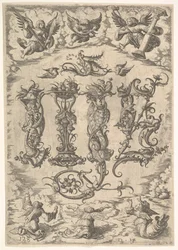 IHS-Monogramm umgeben von sechs Engeln, ca. 1485-1536