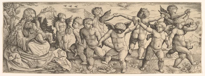 Jungfrau und Kind mit tanzenden Engeln in einer Landschaft (1530er Jahre)