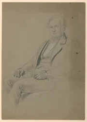 Zeichnung, Mann sitzt, 1860