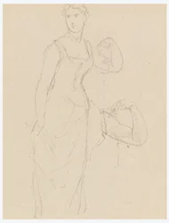 Zeichnung, Skizze für ein Porträt von Bella Worsham, 1878