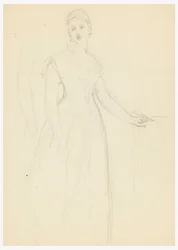 Zeichnung, Skizze für ein Porträt von Bella Worsham, 1878