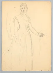 Zeichnung, Skizze für ein Porträt von Bella Worsham, 1878