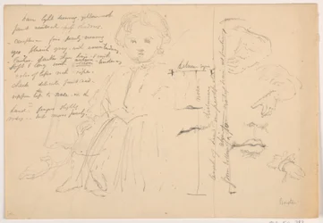 Das Kind Hugh Baxter stehend, Hand- und Lippenstudien, 1865