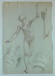 Nackter Engel, Arm des Engels und Draperiestudien, Studie für "Mercy