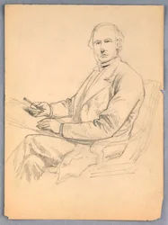 Skizze für das Porträt eines sitzenden Mannes