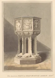 Antike Schrift in der West Drayton Kirche, Middlesex