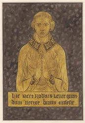 Messingplatte für Robert Lellee aus der Kirche von Hayes