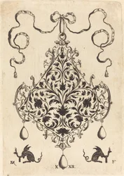 Großer Anhänger, Ornamentales Laubdesign