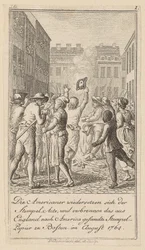 Blatt 1 der Folge zum Aufsatz „Die Geschichte der Revolution von Nordamerika“, von M. C. Sprengel.