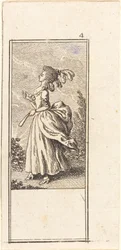 Mädchen mit Fächer, nach links gewandt