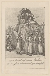 Mogul auf seinem Elefanten, Blatt 4 der Folge „Ostindische Gebräuche“