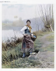Frau auf dem Rückweg vom Fluss, um 1905