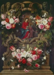 Blumenkranz mit Madonna und Kind