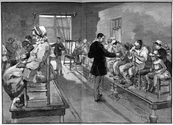 Elektrotherapie in der Salpêtrière, hier die elektrischen Bäder und die lokale Elektrifizierung im Jahr 1887