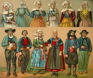 Französische Nationaltracht, spätes 19. Jahrhundert.