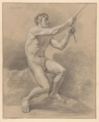 Sitzender männlicher Akt, von der Seite gesehen (1. Preis 1777)