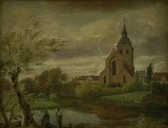 St. Knuds Kirche am Fluss in Odense. Herbst