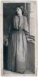Elizabeth Siddal am Fenster stehend