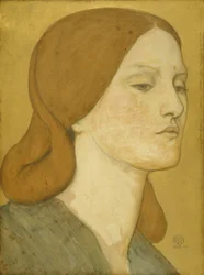 Kopf eines Mädchens im grünen Kleid (Elizabeth Siddal), 1850-65