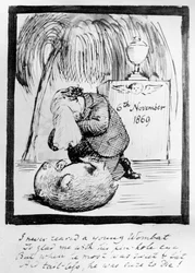 Rossetti beklagt den Tod seines Wombats, 1869 (Feder und Tinte auf Papier)