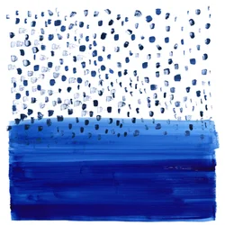 Abstrakter blauer Regen über Wasser