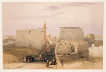 Ägypten, Eingang zum Tempel von Luxor, Gravur nach einer Zeichnung von David Roberts