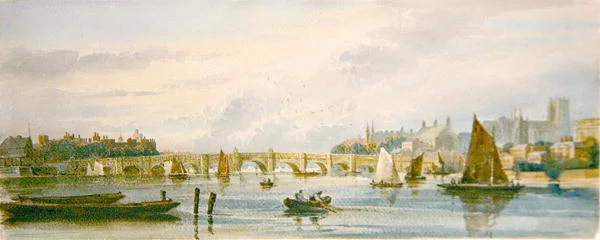 Ein Blick auf die Westminster Bridge in Richtung Lambeth Palace und Westminster Abbey