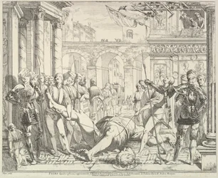 Das Martyrium des Heiligen Christophorus, aus Die Geschichte der Heiligen Jakobus und Christophorus, 1776