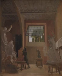 Der Bildhauer Jens Adolph Jerichau in seinem Atelier in Rom