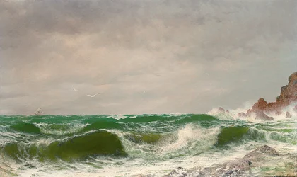 Wellen, die an eine felsige Küste schlagen, 1885