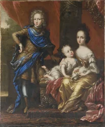 Karl XII., 1682-1718, König von Schweden, seine Schwestern Hedvig Sofia, 1681-1708, Prinzessin von Schweden, Herzogin von Holstein-Gottorf, und Ulrika Eleonora die Jüngere, 1688-1741, Königin von Schweden