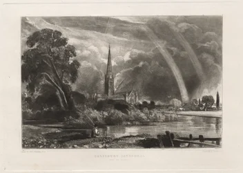 Kathedrale von Salisbury von den Wiesen (kleine Platte)