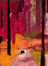 Schwarzer Hund, 2013, Collage auf Papier