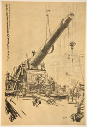 Ein großes Geschütz montieren, Illustration aus 