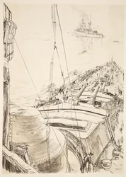 Das Vorschiff eines Schlachtschiffs: in der Forth, Illustration aus 