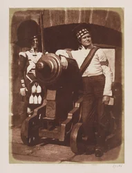 Artillerist und Highlander, Edinburgh Castle (Salzpapierabzug von Kalotyp-Negativ)
