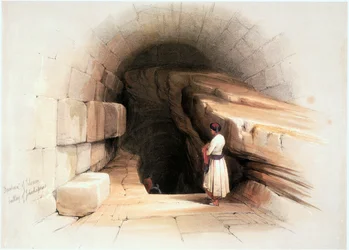 Im Heiligen Land: Jerusalem, Brunnen von Siloah, Eingang zum Tunnel (Gravur)
