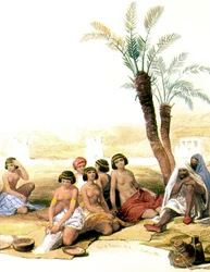 Nubische Sklaven am Nil in 1846-1850