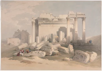 Ruinen des östlichen Portikus des Tempels von Baalbek, 1839