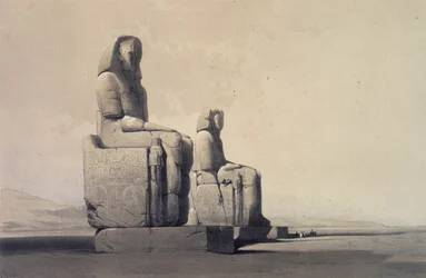 Statuen in Theben, Ägypten, ca. 1845 (Lithographie)
