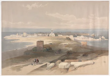 Sur oder Tsor, Antikes Tyros vom Isthmus, 1839
