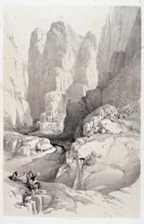 Das Theater (Eingang zu Petra), Zeichnung gemacht am 10/03/1839 in „Das Heilige Land“, London 1849
