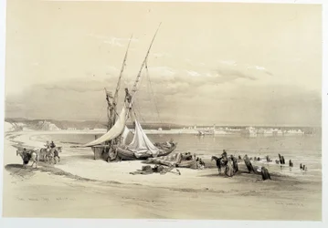 Ansicht der Stadt Tyrus (Tyrus) im Libanon, Zeichnung gemacht am 27/04/1839 in „Das Heilige Land“, London 1849