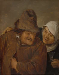 Zwei Bauern mit einem Glas Wein, um 1645