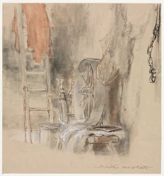 Studie für Die Peep-O-Day Boys Hütte, im Westen Irlands Der schlafende Whiteboy, 1835