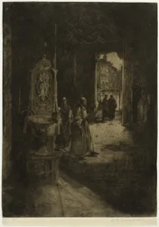 Kircheninneres, Venedig, Tafel sechzehn aus dem Norditalien-Set