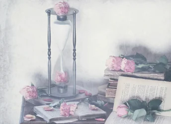 Zeitlose Rosen und Bücher