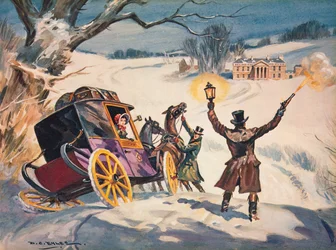 Kutsche im Schnee stecken geblieben